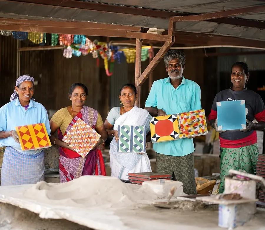 Athangudi Tiles Making, near Hotel Meyyappaa in Karaikudi